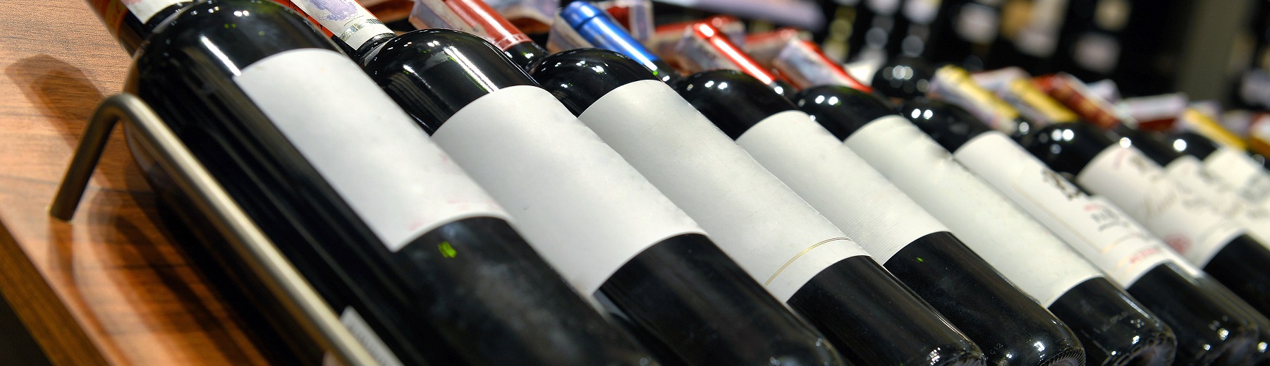 Bottles of wine displayed on a shelf